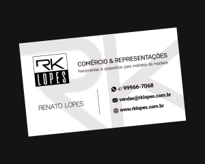 Portfólio Xlyan - Cartão de Visitas da RK Lopes Comércio & Representações de São Bento do Sul/SC